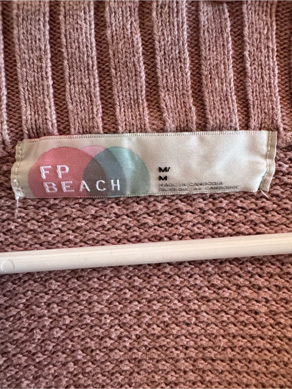 FP Beach Textured Button-Front Cardigan Sweater in Mauve